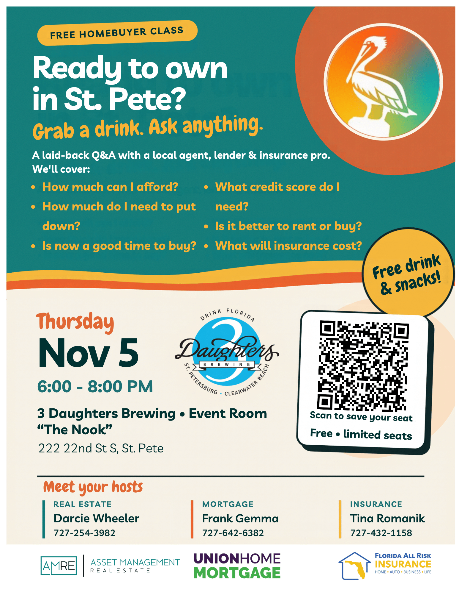 Free Home Buyer Class at 3 Daughters - November 5th | 6-8PM